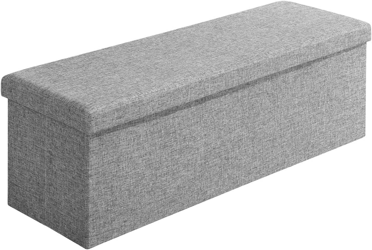 Casaria Sitztruhe mit Stauraum 130 L Faltbar Gepolstert Deckel Stoff 115 x 40 x 40cm Wohnzimmer Schlafzimmer Sitzhocker Sitzbank Aufbewahrungsbox Grau Bild 1