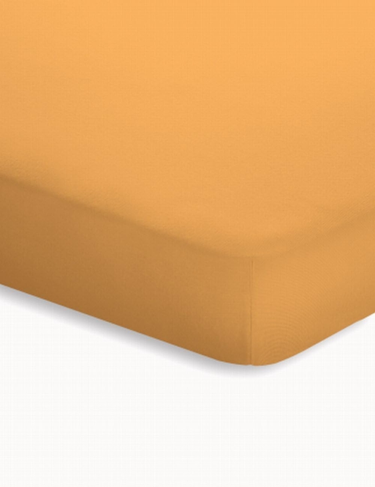 schlafgut Jersey-Elasthan Topper Spannbetttuch, Baumwoll-Mischgewebe, Curry, 220x100 cm Bild 1