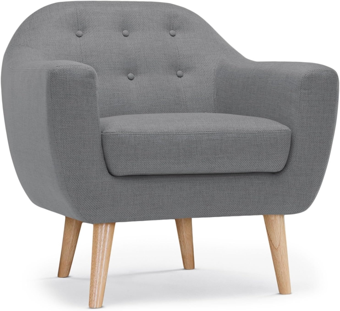 Menzzo Savoy Skandinavischer Sessel mit Stoffbezug Grau Bild 1