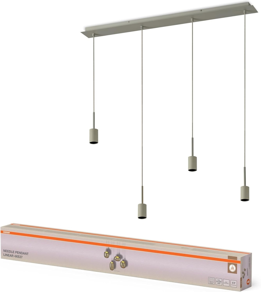 Osram Decor Pendelleuchte Needle Linear 4xE27, beige, Stahl, dekorative Leuchtmittel kompatibel, IP20 Bild 1