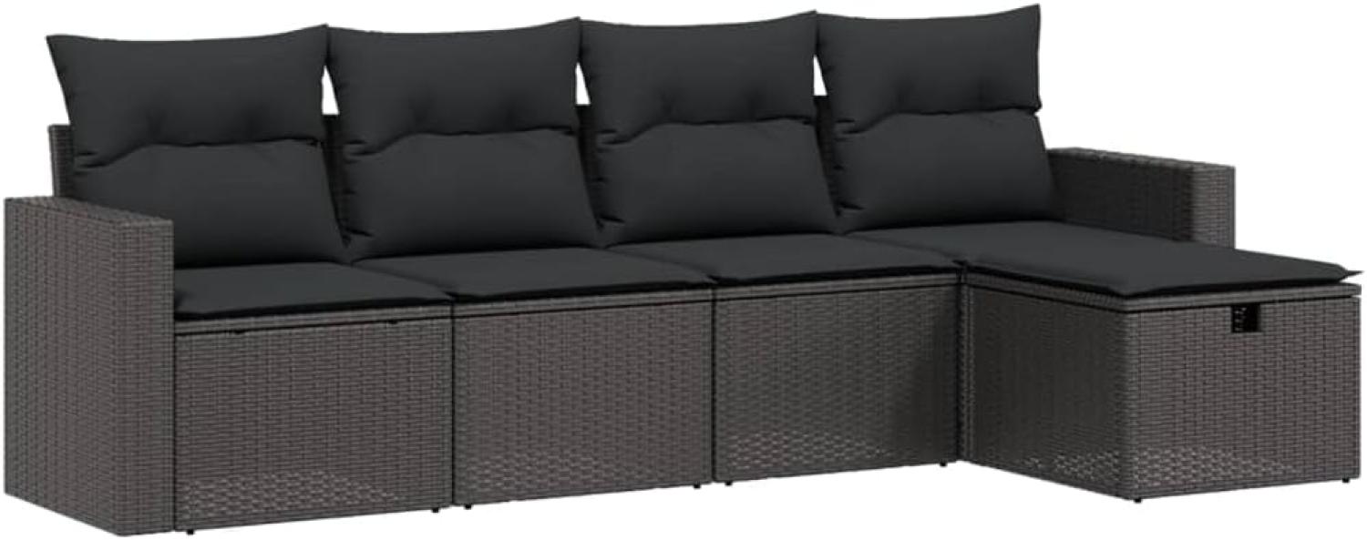 vidaXL 5-tlg. Garten-Sofagarnitur mit Kissen Schwarz Poly Rattan 3263461 Bild 1