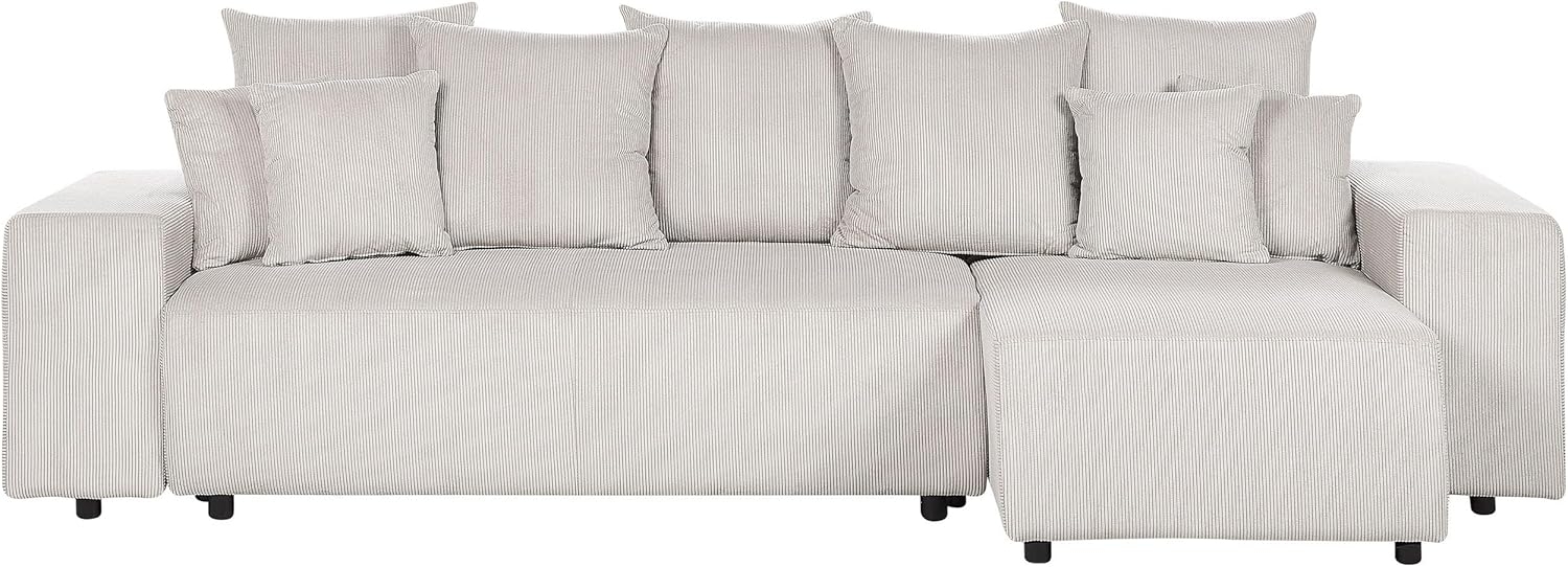 Ecksofa LUSPA Helles Beige Cord Linksseitig Bild 1