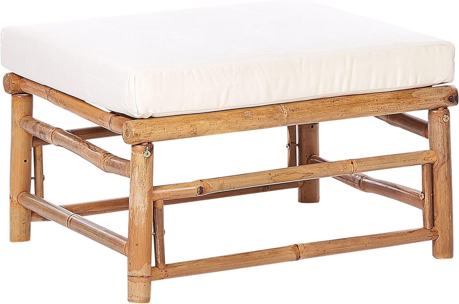 Garten Ottomane CERRETO Bambusholz Cremeweiß Bild 1