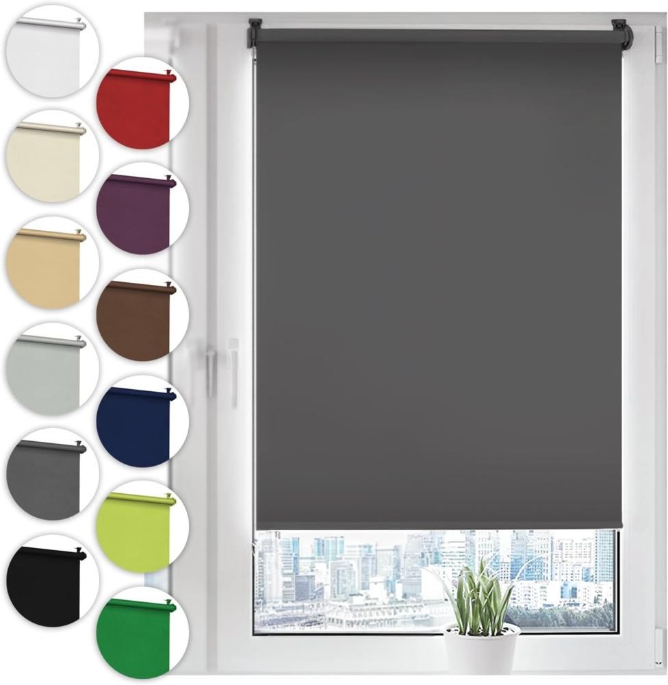 Verdunkelungsrollo Klemmfix ohne Bohren 95x210 cm Grau Verdunklungsrollo Fensterrollo Rollo Seitenzugrollo Klemmrollo für Fenster & Tür Bild 1