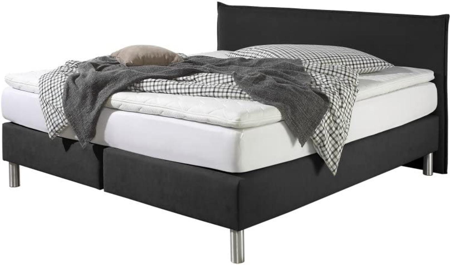 Maintal Boxspringbett Point, 100 x 200 cm, Stoff, Bonellfederkern Matratze h2, Schwarz Bild 1