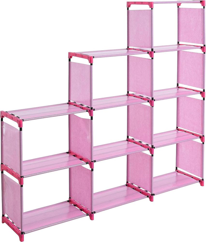 Bücherregal Standregal Stufenregal Treppenregal Regal Wandregal 9 Fächer Pink Bild 1