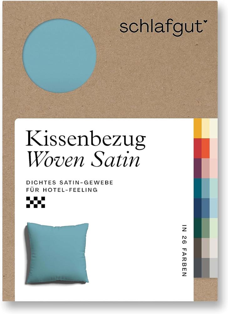 Schlafgut Woven Satin Bettwäsche|Kissenbezug einzeln 80x80 cm| petrol-mid Bild 1