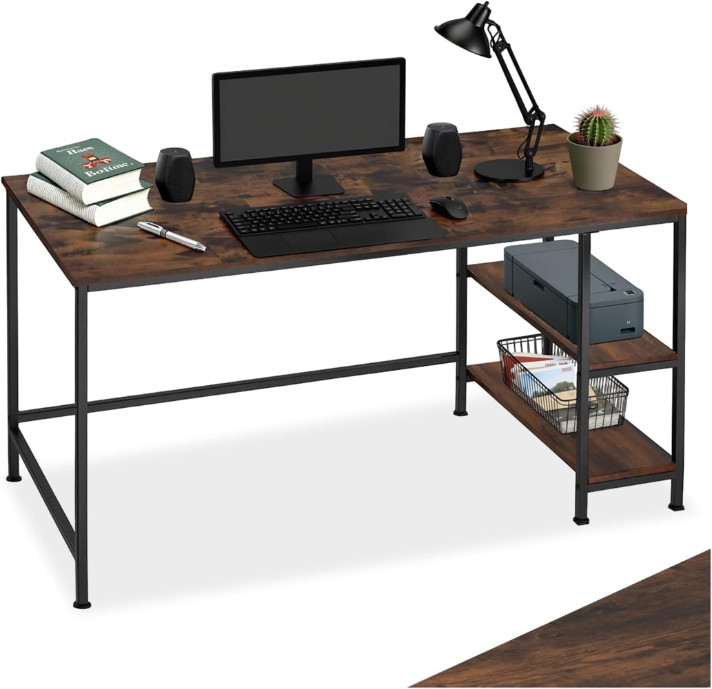tectake Schreibtisch Computer-Schreibtisch (1-St, 1 tlg), Geradliniger Computer-Schreibtisch im minimalistischen Industrie-Stil Bild 1