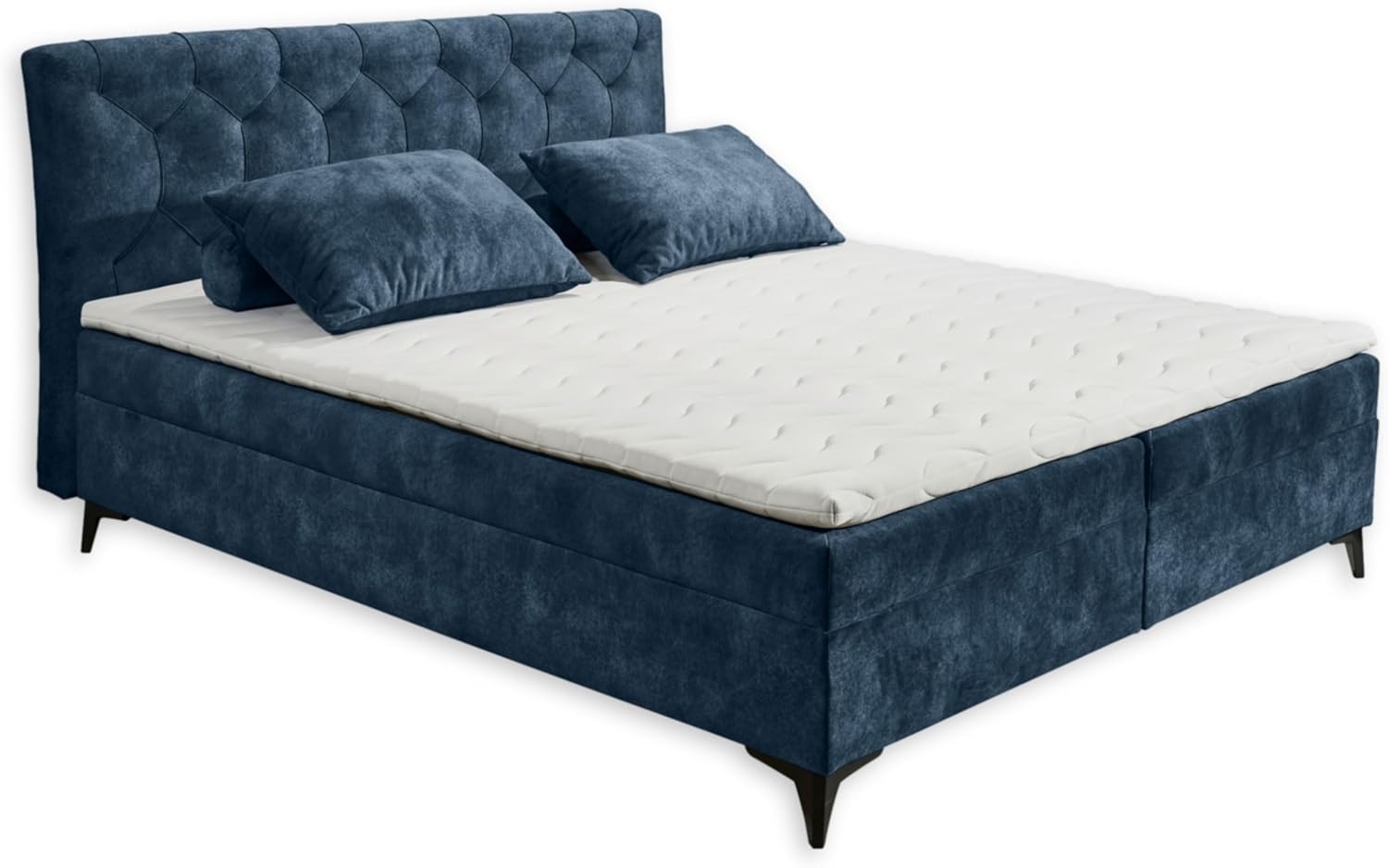 Stella Trading Miami 1 Boxbett 180x200, Mondscheinblau - Bequemes Doppelbett mit hochwertigem 4-Gang-Bonell-Federkern & Komfortschaum Topper - 182 x 109 x 210 cm (B/H/T) Bild 1