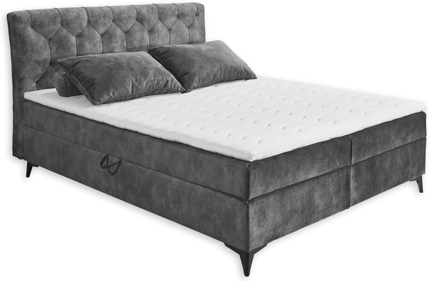 MIAMI 1 Boxbett 180x200, Anthrazit - Bequemes Doppelbett mit Bettkasten & Komfortschaum Topper - 185 x 115 x 224 cm (B/H/T) Bild 1