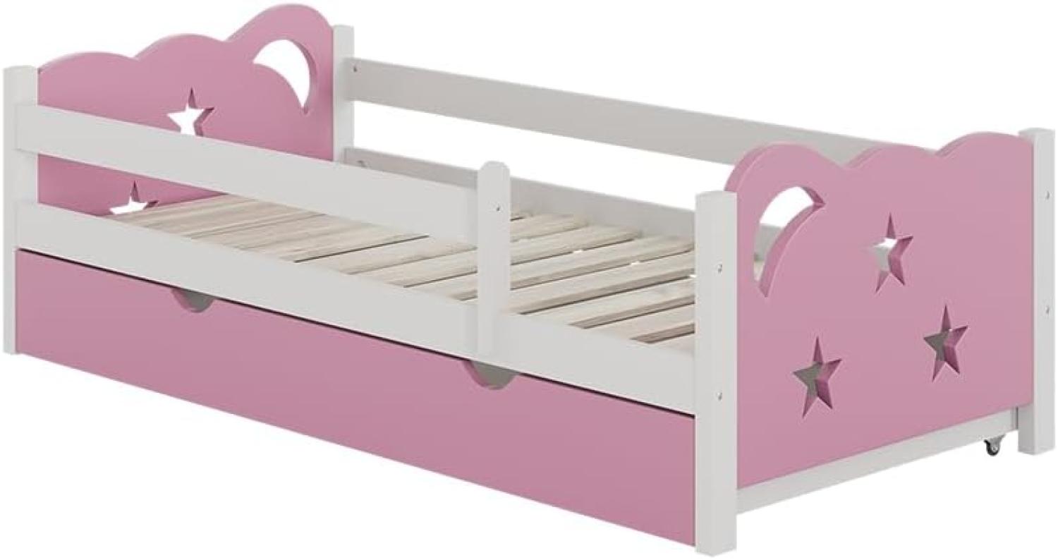 VitaliSpa Kinderbett Einzelbett Juniorbett Jessica Weiß Pink 160x80 cm modern Kinderzimmer Bett Bettschublade Rausfallschutz Bild 1