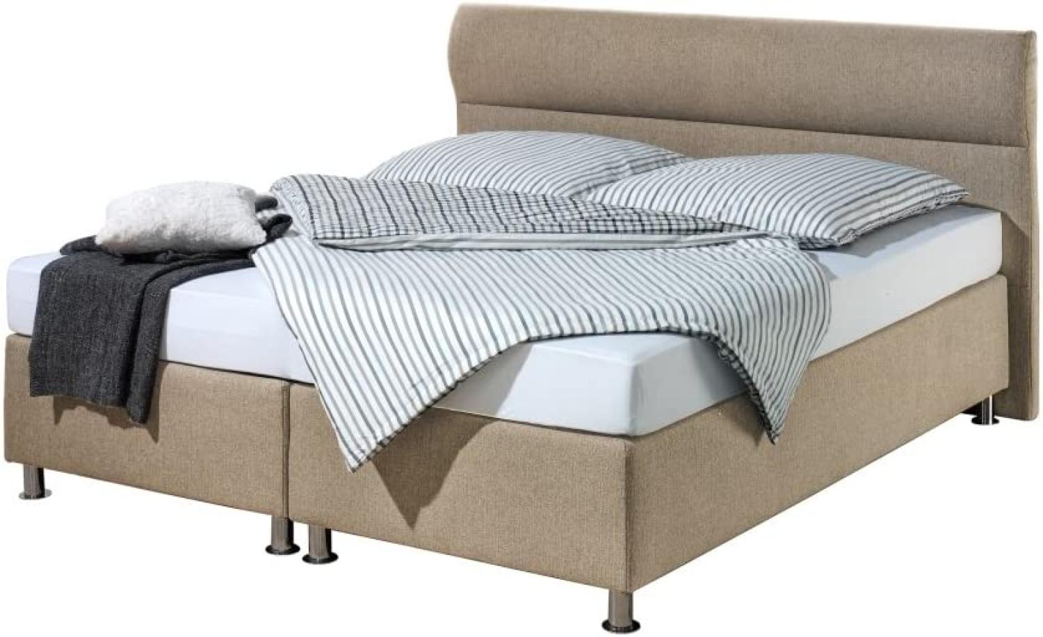 Maintal Boxspringbett Filipo, 100 x 200 cm, Stoff, 7-Zonen-Kaltschaum Matratze h3, Beige Bild 1