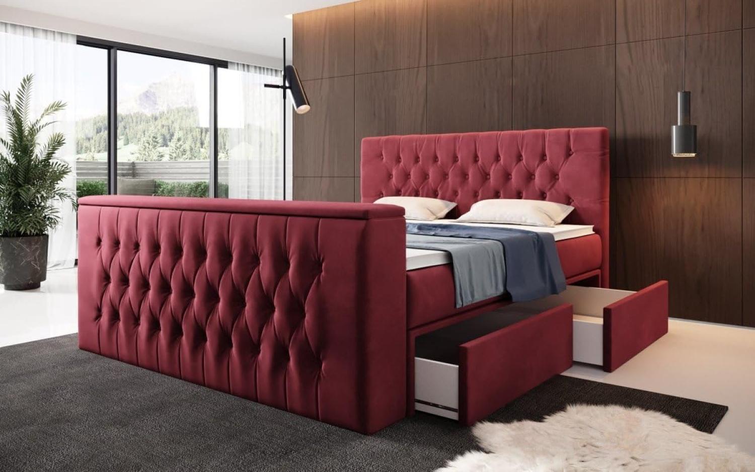 Boxspringbett Vulnero mit TV Lift und Stauraum 140x200 Rot H2 Bild 1