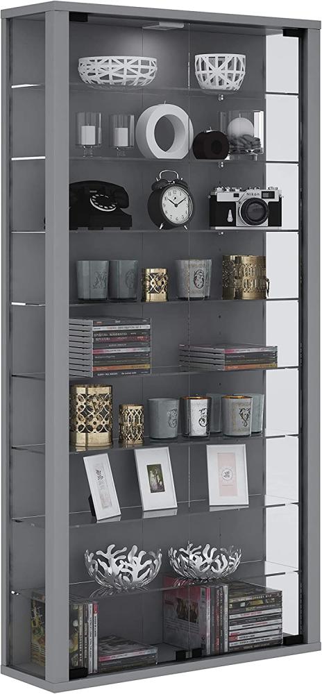 VCM Wandvitrine Sammelvitrine Glasvitrine Wand Vitrine Regal Schrank Glas ohne Beleuchtung Silber "Vitrosa Maxi" Bild 1