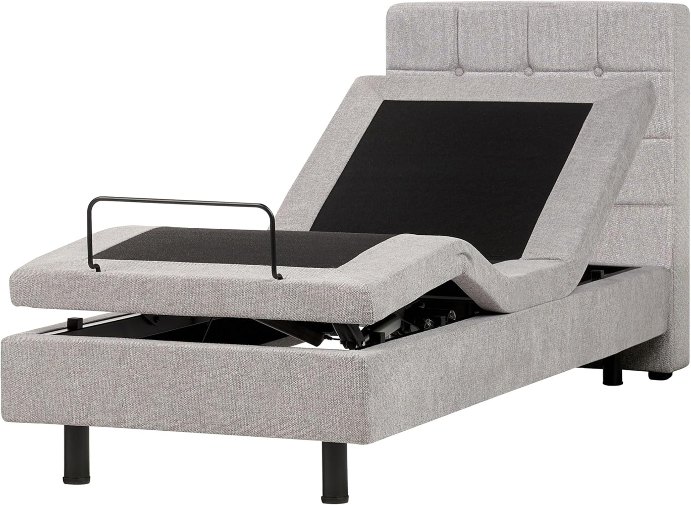 Bett verstellbar Stoff DUKE 80 x 200 cm Hellgrau Bild 1