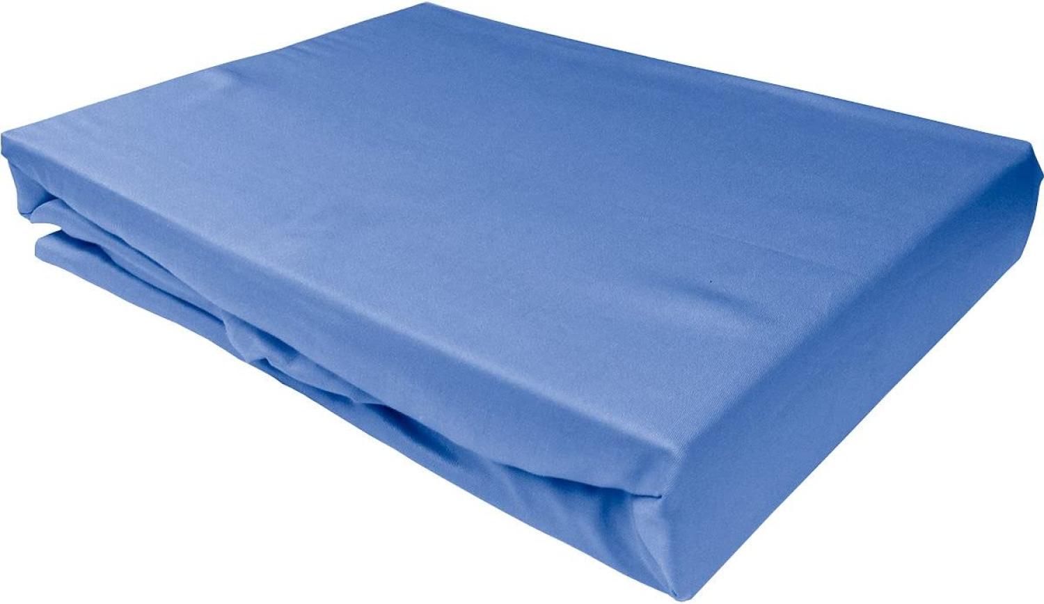 Bettwaesche-mit-Stil Mako-Satin Spannbettlaken hellblau 180x200cm Höhe 5-10cm Bild 1