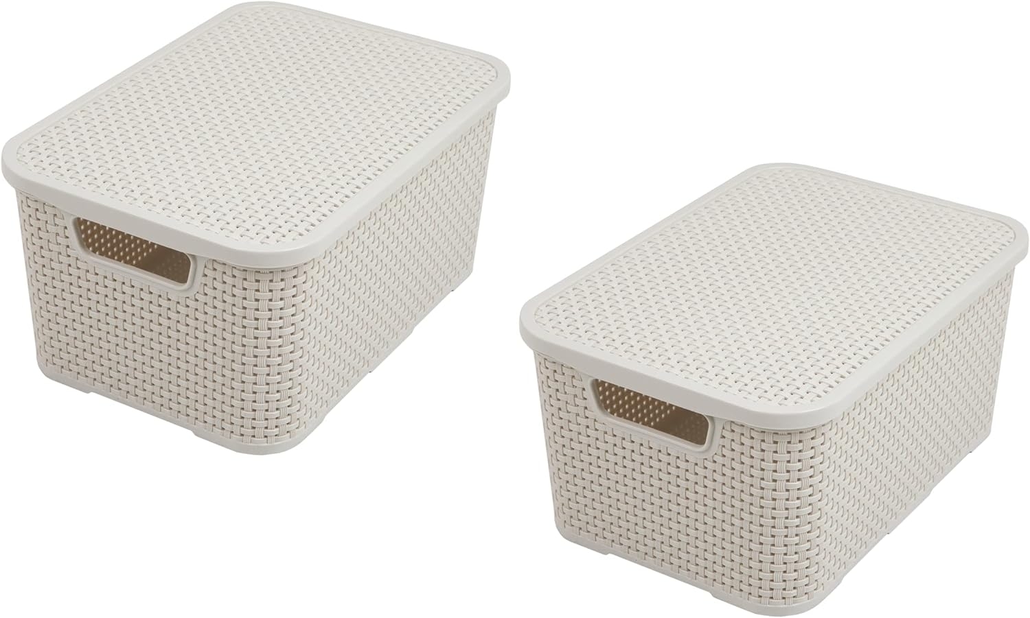 BranQ - Home essential Korb in Rattan Design 2er Set Grösse S 7l, Kunststoff PP, Creme, 7 l Bild 1