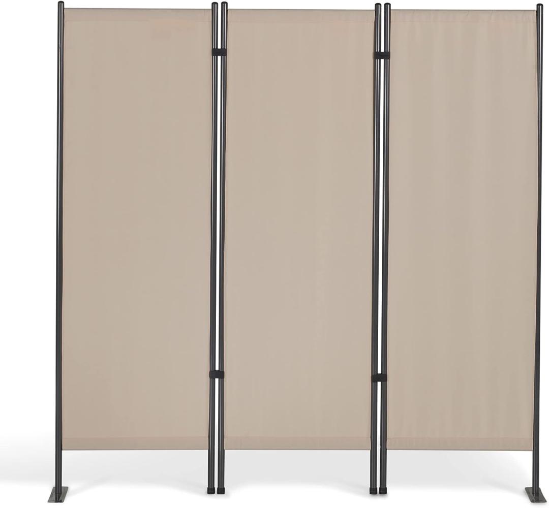 Leco Paravent, Trennwand und Sichtschutz für Balkon und Garten, 3-teilig, beige, 165 x 156 cm (L x H) Bild 1