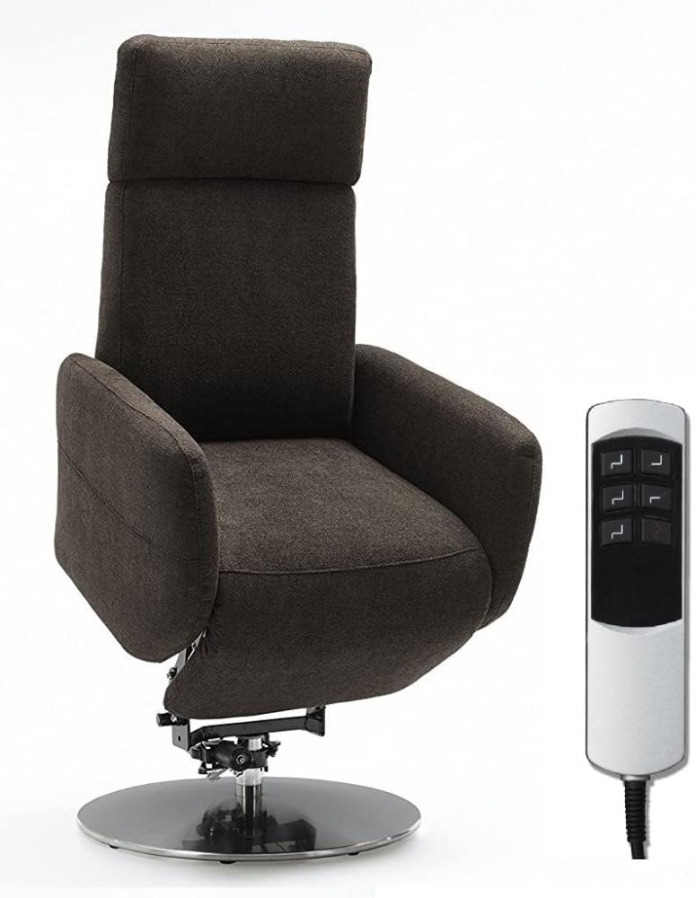 Cavadore TV-Sessel Cobra mit 2 E-Motoren und Aufstehhilfe / Elektrisch verstellbarer Fernsehsessel mit Fernbedienung / Relaxfunktion, Liegefunktion / bis 130 kg / M: 71 x 110 x 82 / braun Bild 1