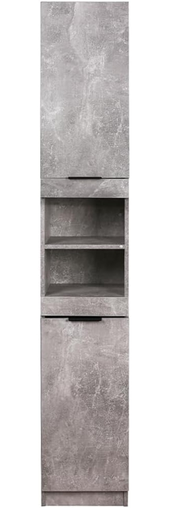 Shally Dogan Hocher, platzsparender Säulenschrank, 2 Türen und 2 Regale, schmaler freistehender Schrank, Mehrzweckschrank, Wohnzimmer, Badezimmer, Küche, Bücherregal, Büro (Beton) Bild 1