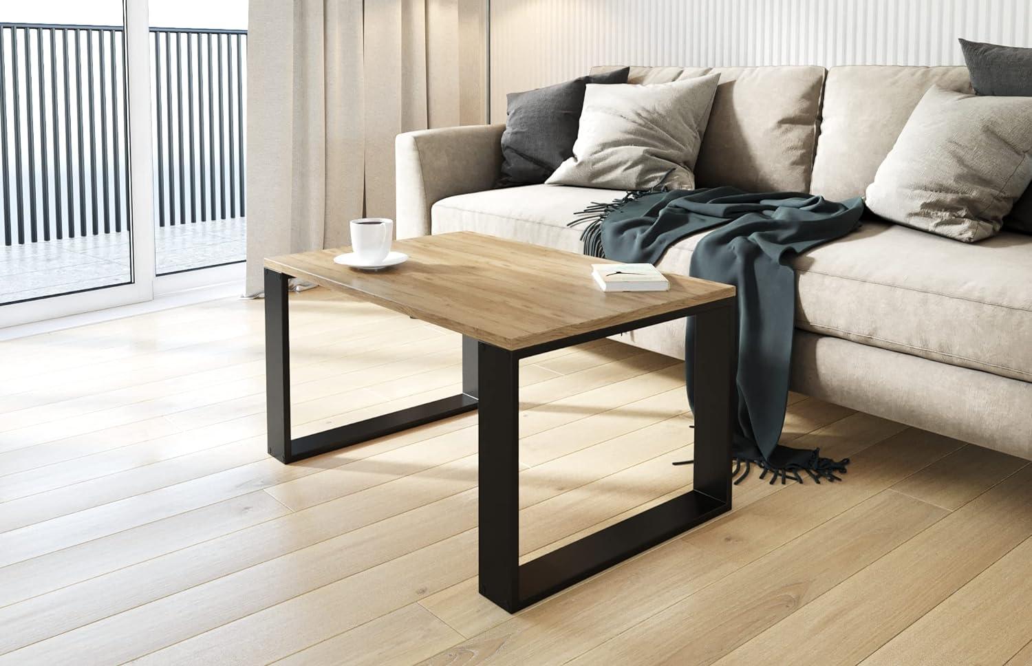 AKKE Außergewöhnlicher Couchtisch Beistelltisch für Wohnzimmer | Kaffee Tee Wohnzimmertisch Tisch | Coffee Table | Zimmer Schlafzimmer Möbel | Deko Modern Ancient Oak 60 x 60 x 45 Bild 1