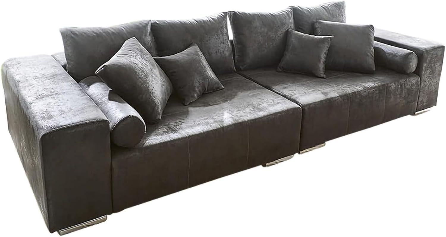 Bigsofa Marbeya Anthrazit 285x115 cm Antik Optik mit Kissen Big Sofa Bild 1