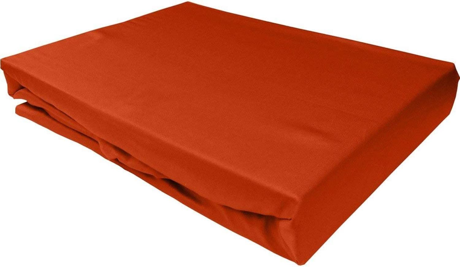 Bettwaesche-mit-Stil Mako-Satin Spannbettlaken orange 160x200cm Höhe 5-10cm Bild 1