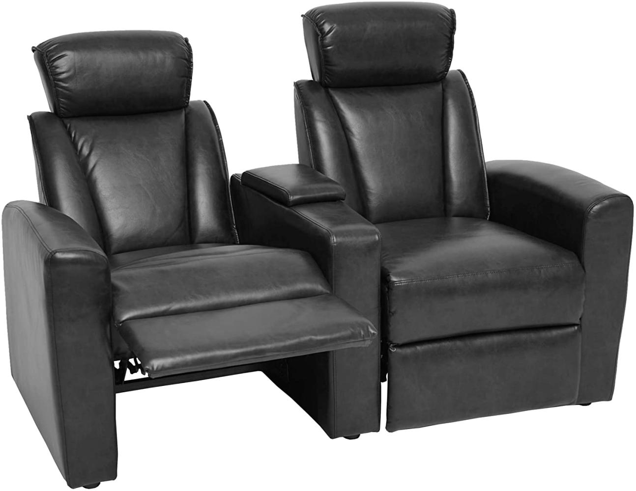 2er Kinosessel HWC-H30, Relaxsessel Fernsehsessel Zweisitzer Sofa, Staufach Soft Touch Kunstleder MVG ~ schwarz Bild 1