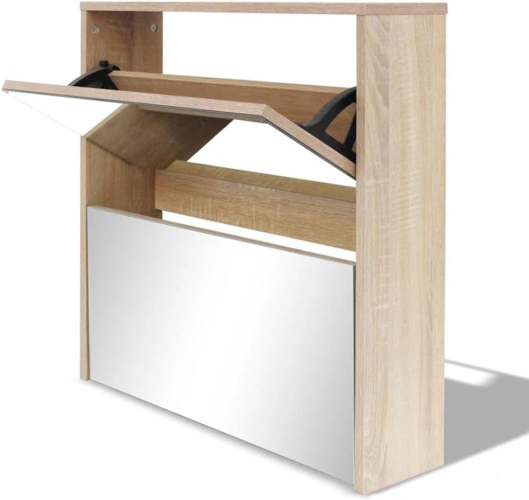 vidaXL Schuhschrank mit 2 Fächern Spiegel Eiche-Optik 63x17x67 cm 243045 Bild 1