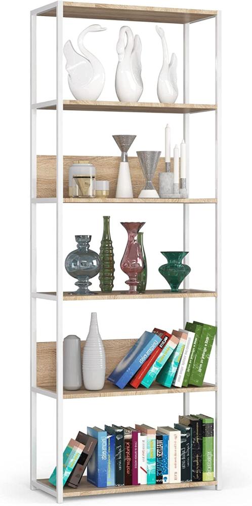 AKORD | Loft 70 cm Bücherregal | Moderner Schrank | Minimalistisch | Bücher Regal | Robust | Für Zuhause | Für das Büro | 6 Fachböden | Einfache Montage | 24 Monate Garantie Bild 1