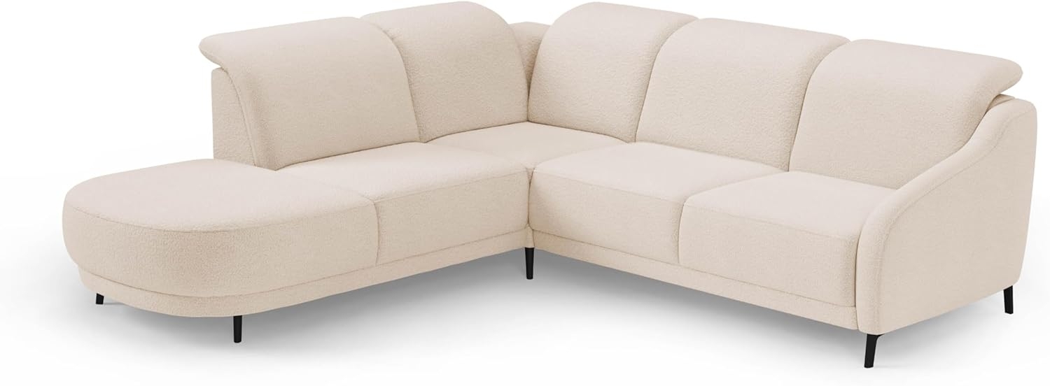 CAVADORE Ecksofa Blue/Eckcouch im modernen Design, inklusiv Kopfteilverstellung, Vorziehsitz motorisch und mattschwarzen Metallfüßen / 258 x 93 x 249 / Flachgewebe, Beige Bild 1