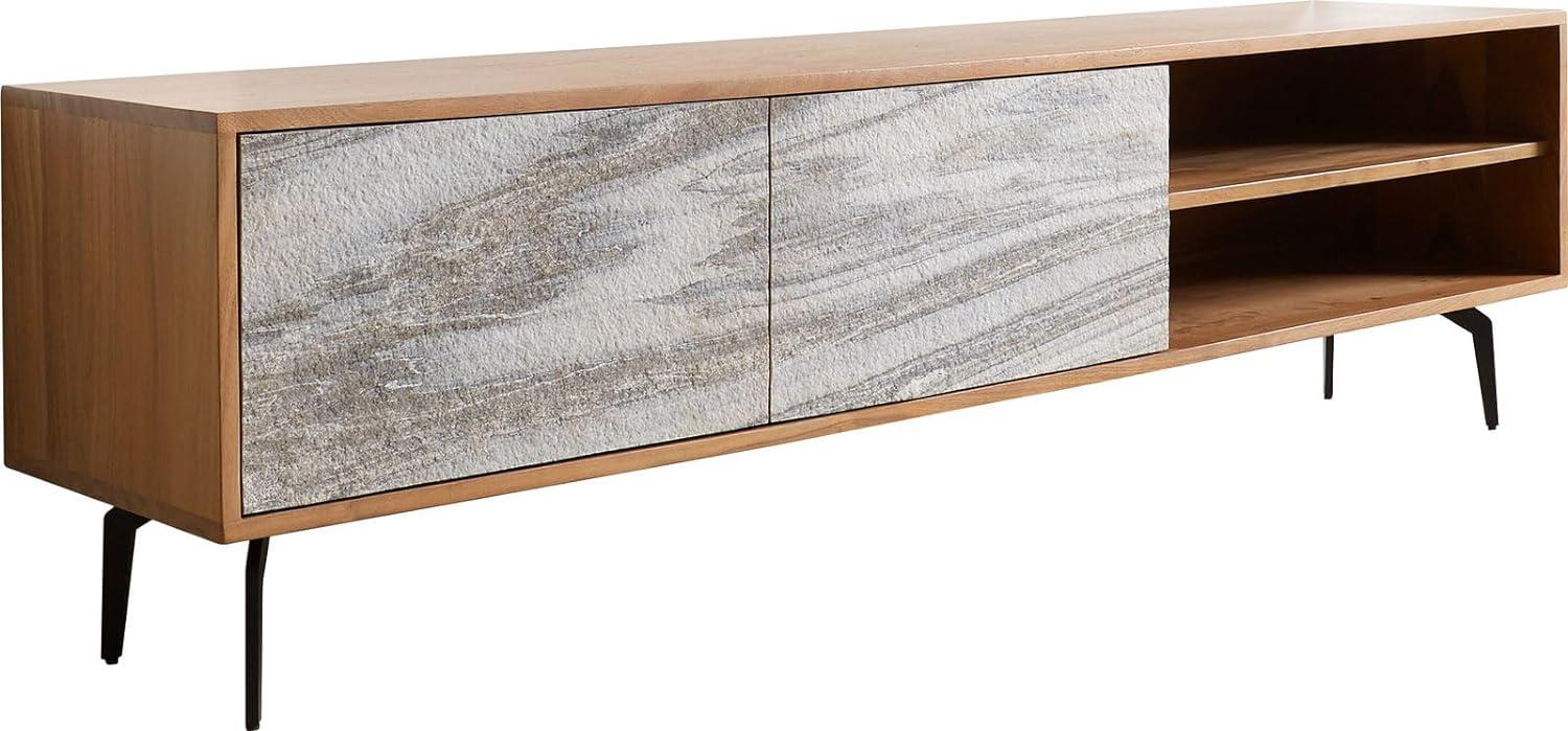 Lowboard Kleo 160 cm Akazie Natur 2 Türen Winkelfuß Metall Schwarz Bild 1