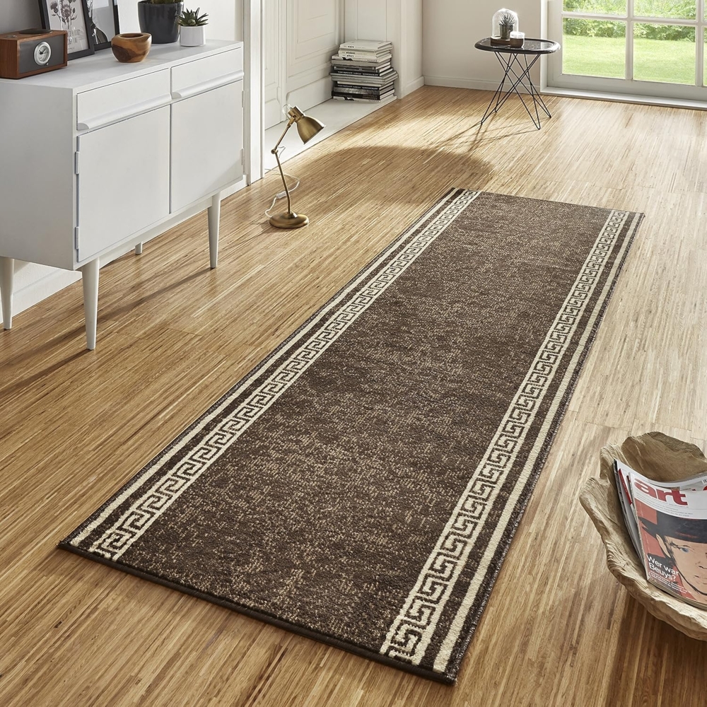 Kurzflor Teppich Läufer Casa Braun 80x200 cm Bild 1