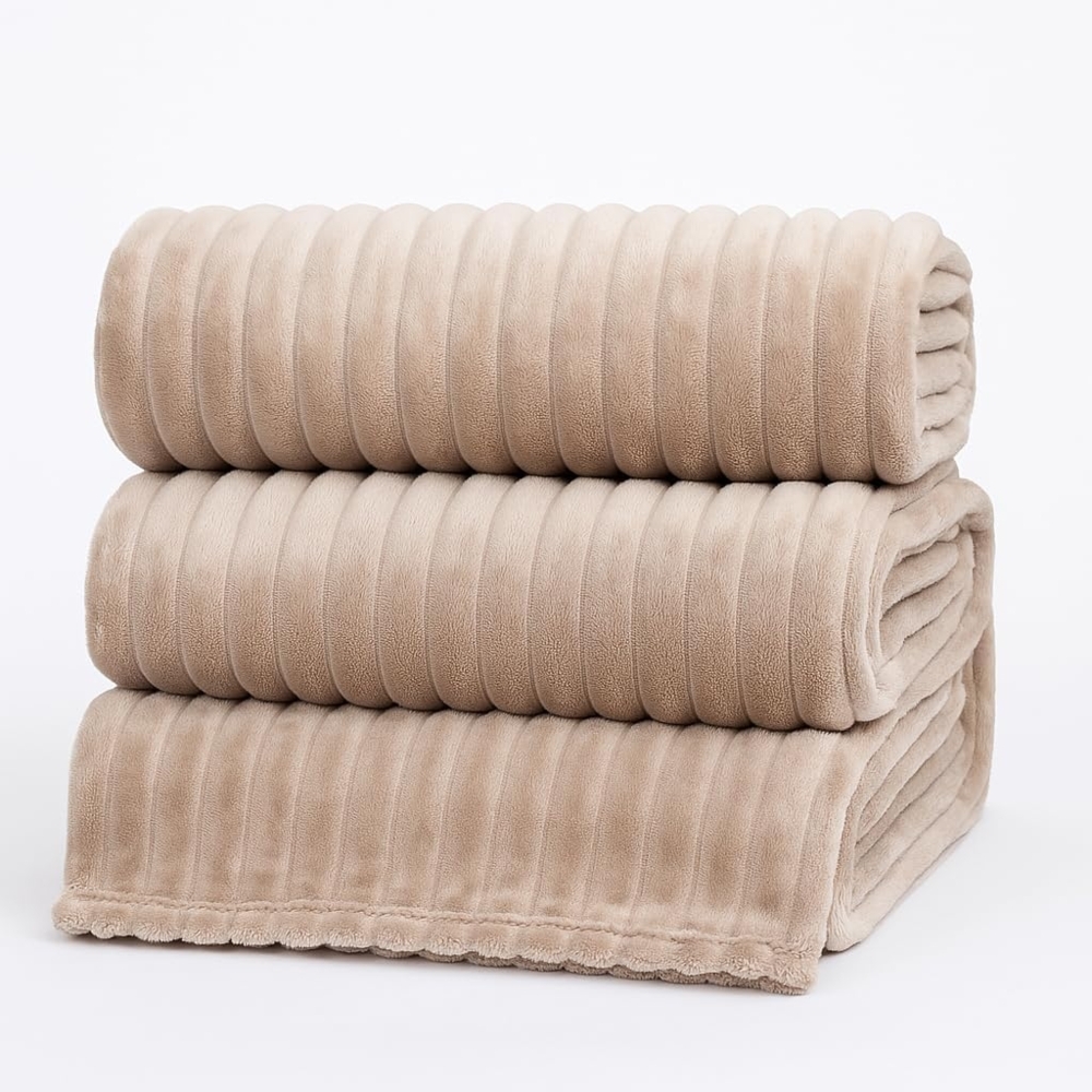 Wohndecke Betz Wohndecke BARI Kuscheldecke Flauschig Cord-Flanell XXL 150x200 cm, Betz, Farbe taupe Bild 1