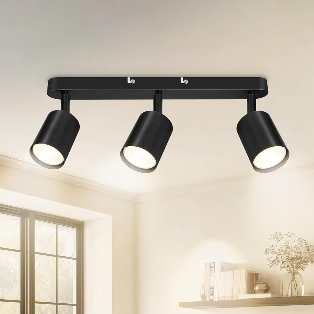 Dehobo Deckenstrahler LED 3 Flammig Schwenkbar 350° – GU10 Deckenlampe Spot Schwarz Moderne für Wohnzimmer, Schlafzimmer, Küche – Ohne Leuchtmittel Bild 1