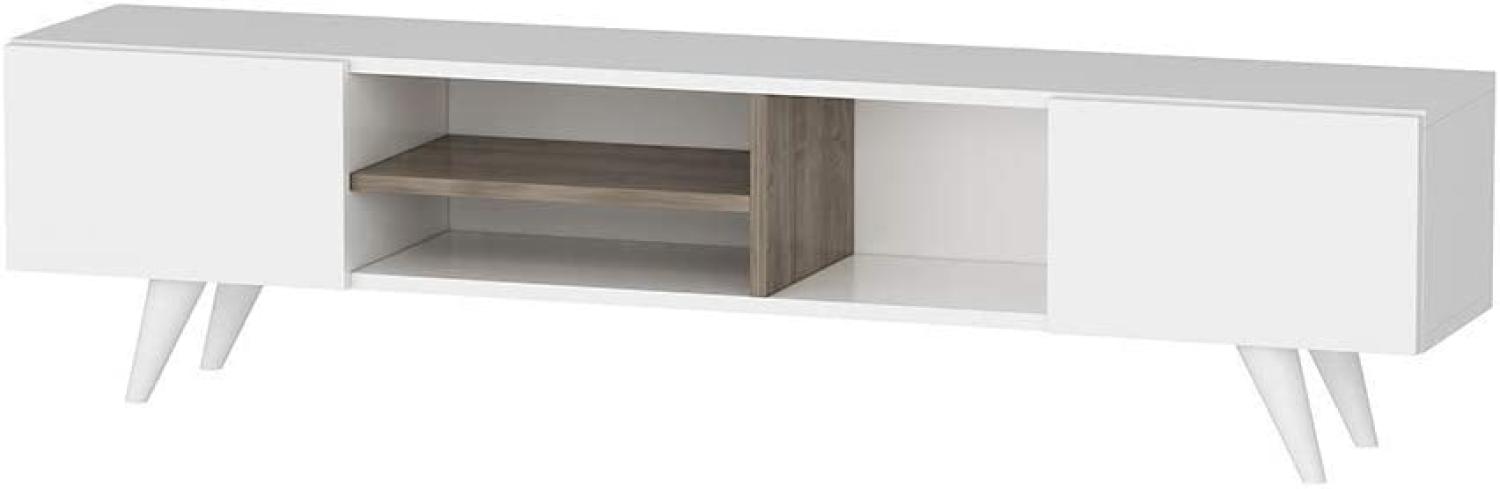 Homemania TV-Schrank Dore 160 x 29,7 x 40,6 cm Weiß und Walnuss Bild 1