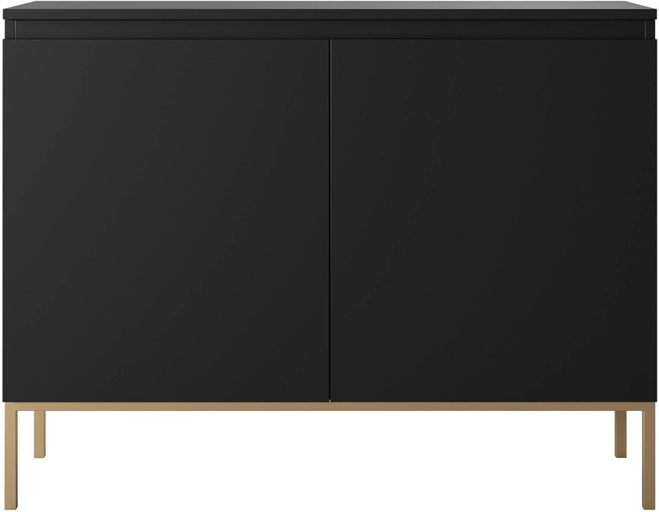 Selsey Bemmi - Sideboard 2-türig, Schwarz mit goldenem Gestell, 100 cm Bild 1