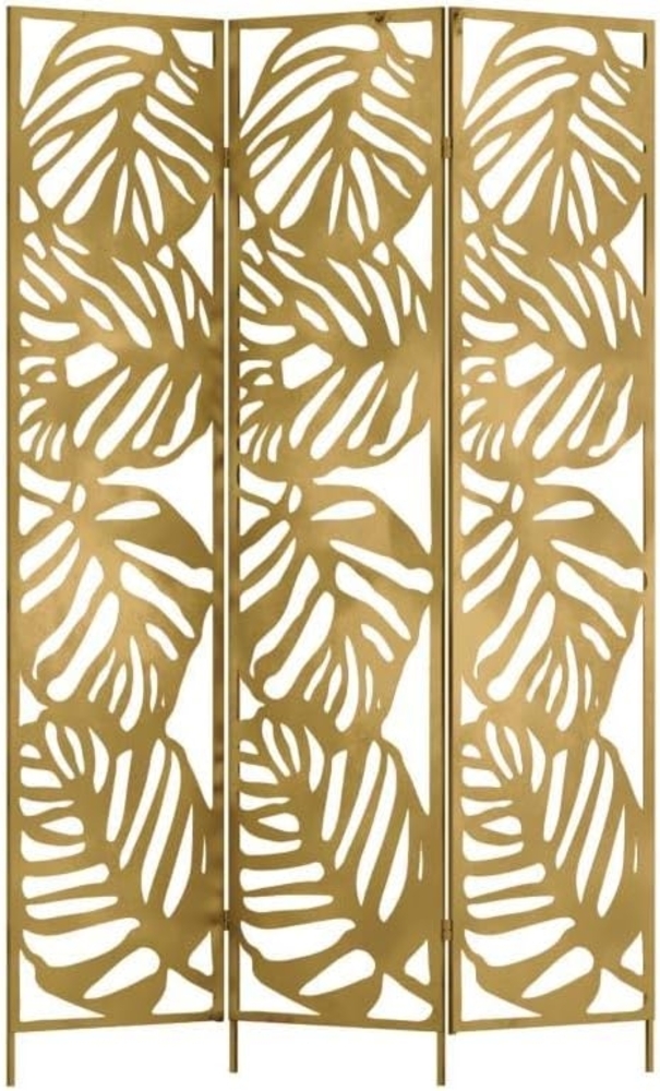 Vente-unique - Paravent 3-teilig durchbrochen - florales Muster - Metall - 123 x 180 cm - Goldfarben - KODILA Bild 1