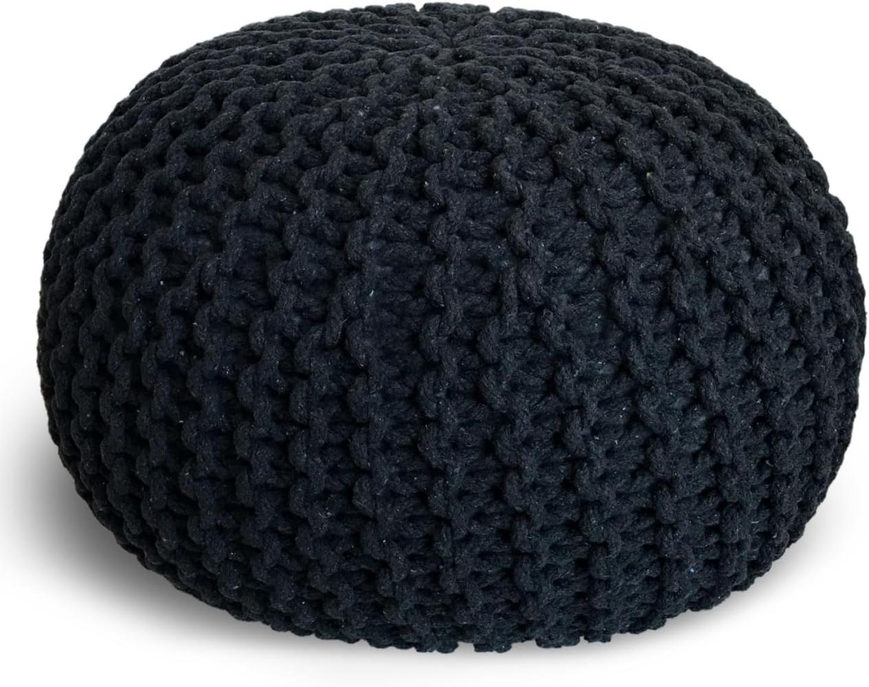 casamia Pouf Ø 55 o. 45 cm Sitzpouf Strickhocker Sitzpouf Bodenkissen nachhaltig Grobstrick Optik Größe ø 45 cm, Farbe schwarz Bild 1