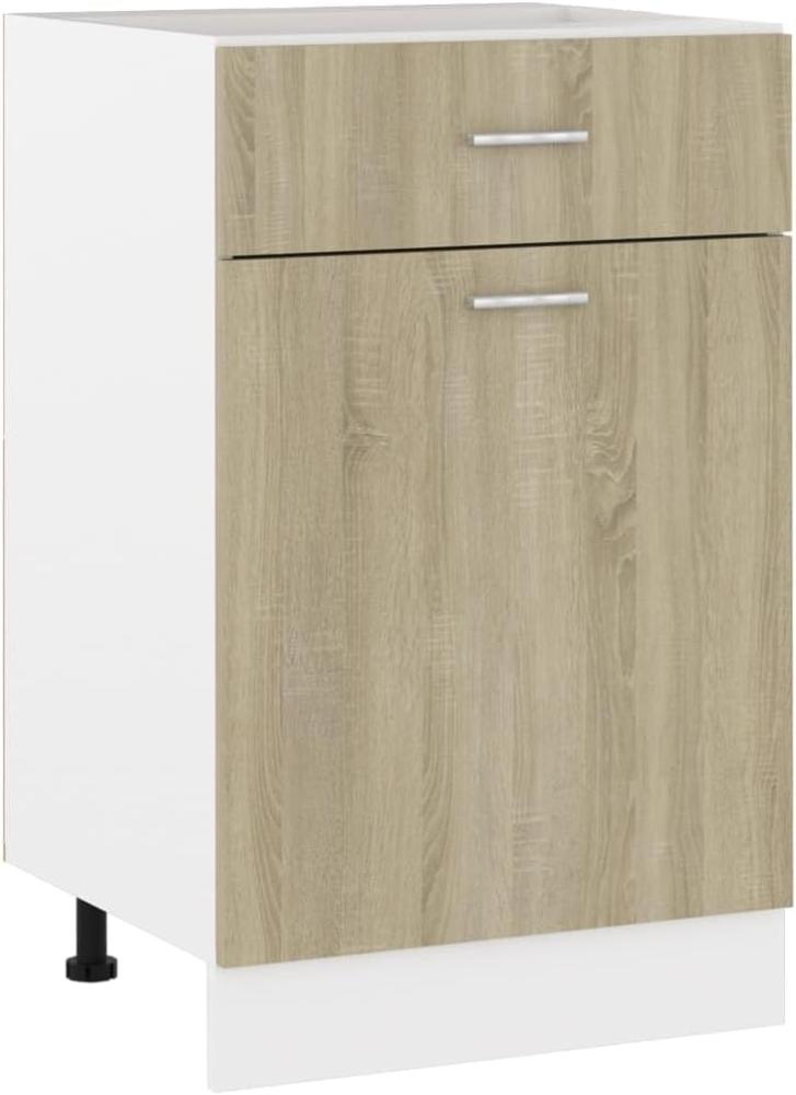 vidaXL Schubunterschrank mit 2 Regalböden 1 Schublade Schrank Küchenzeile Küchenmöbel Unterschrank Küchenschrank Sonoma-Eiche 50 x 46 x 81,5 cm Holzwerkstoff Bild 1