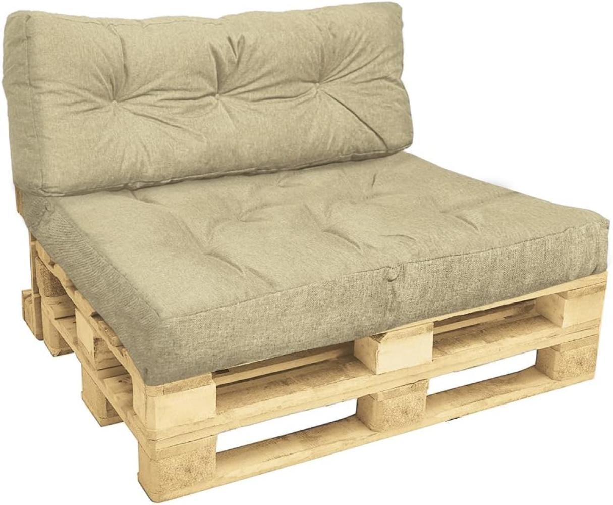 VOUNOT Palettenkissen Set für Indoor und Outdoor, Palettenpolster Wasserdicht Palettensofa, Sitzkissen 120x80, Rückenkissen 120x40, Beige Bild 1