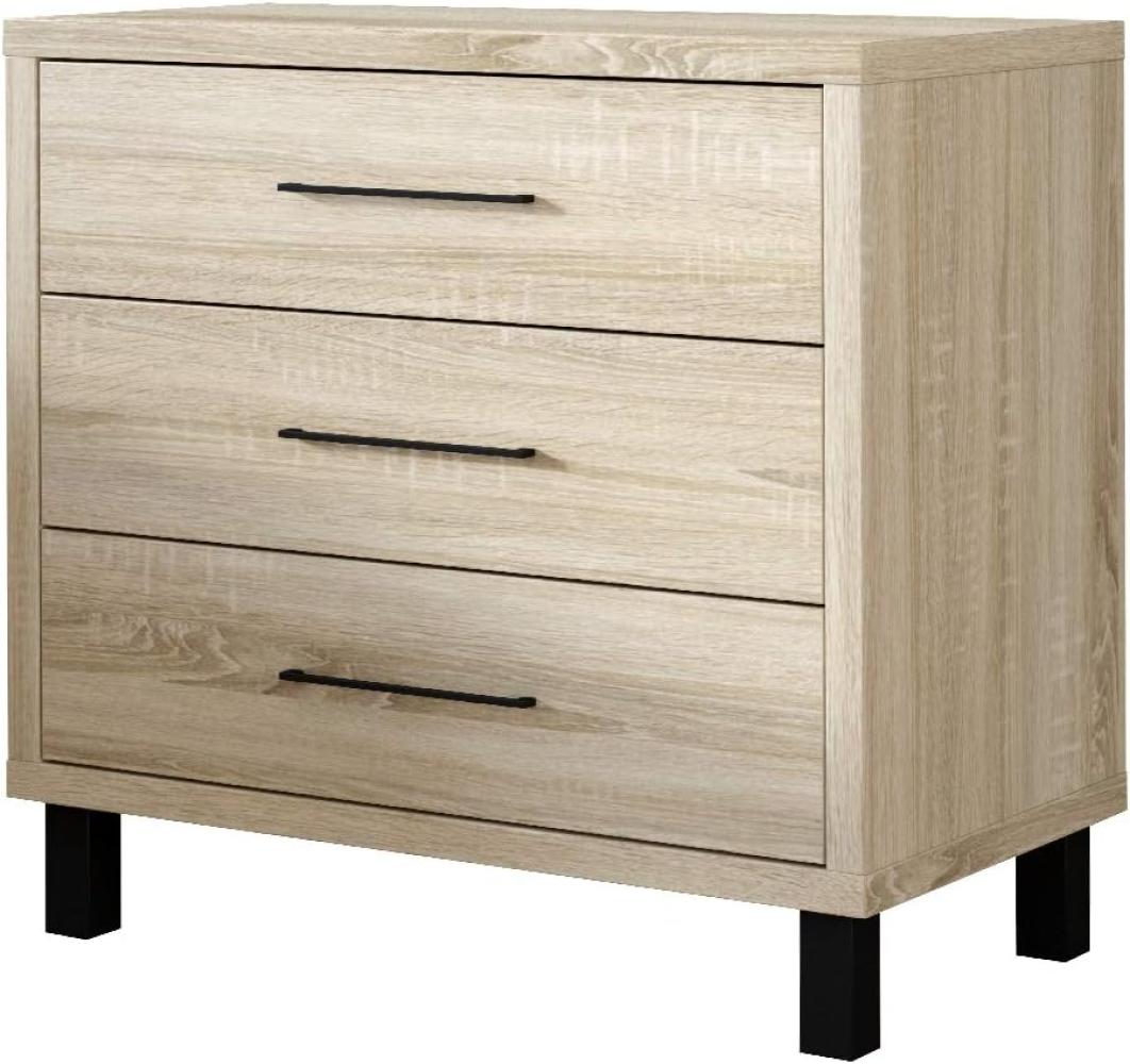 Selsey Azelle Sideboard, Moderne Kommode auf Beinen mit 3 Schubladen, 69,9 x 70 x 40 cm Sonoma Eiche Bild 1