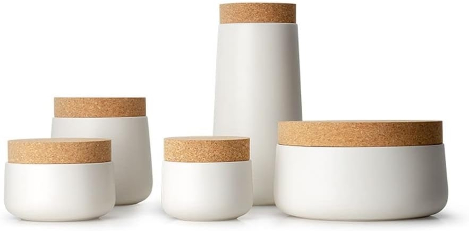 Continenta Keramikdose mit Korkdeckel, matt weiß 3801 Bild 1