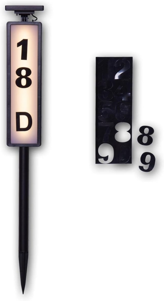LED Solarleuchte PATHY, mit Hausnummern, IP44, Erdspieß Bild 1