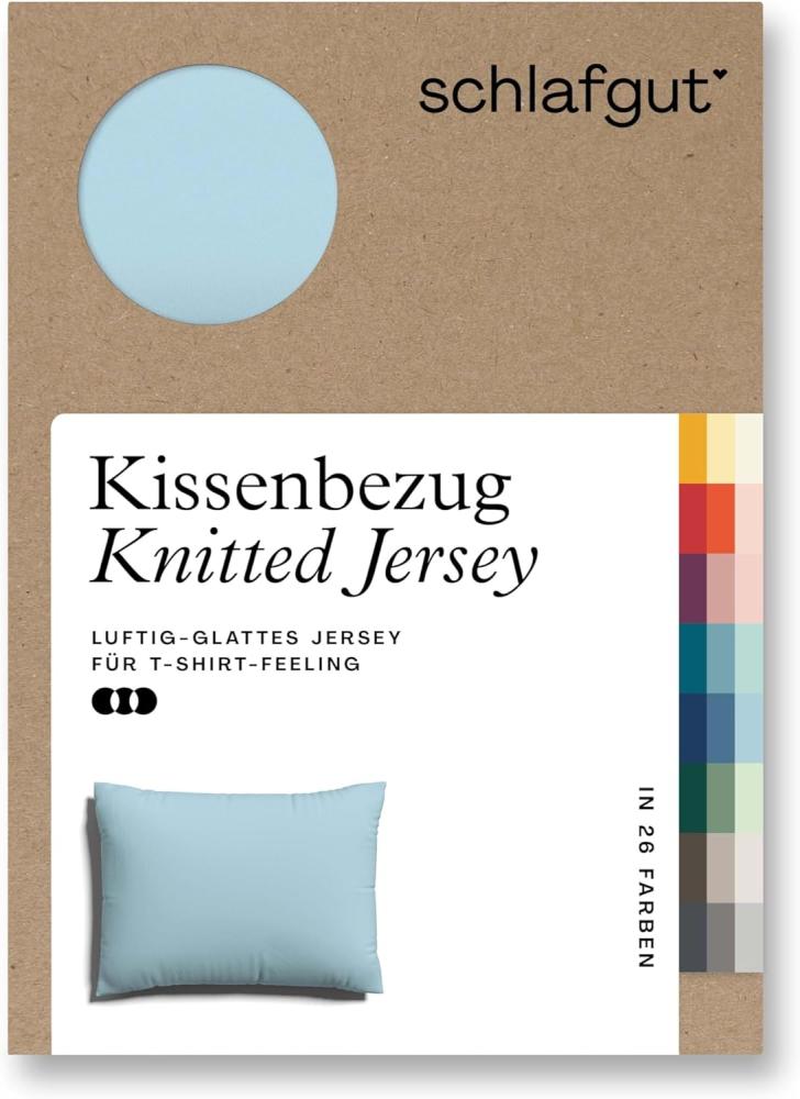 Schlafgut Knitted Jersey Bettwäsche | Kissenbezug einzeln 70x90 cm | blue-light Bild 1