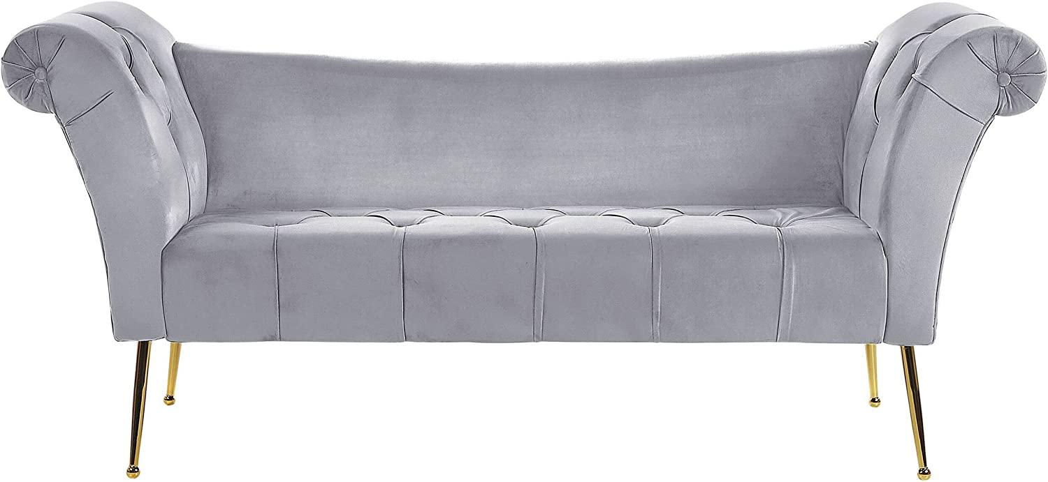 Chaiselongue Samtstoff hellgrau NANTILLY Bild 1