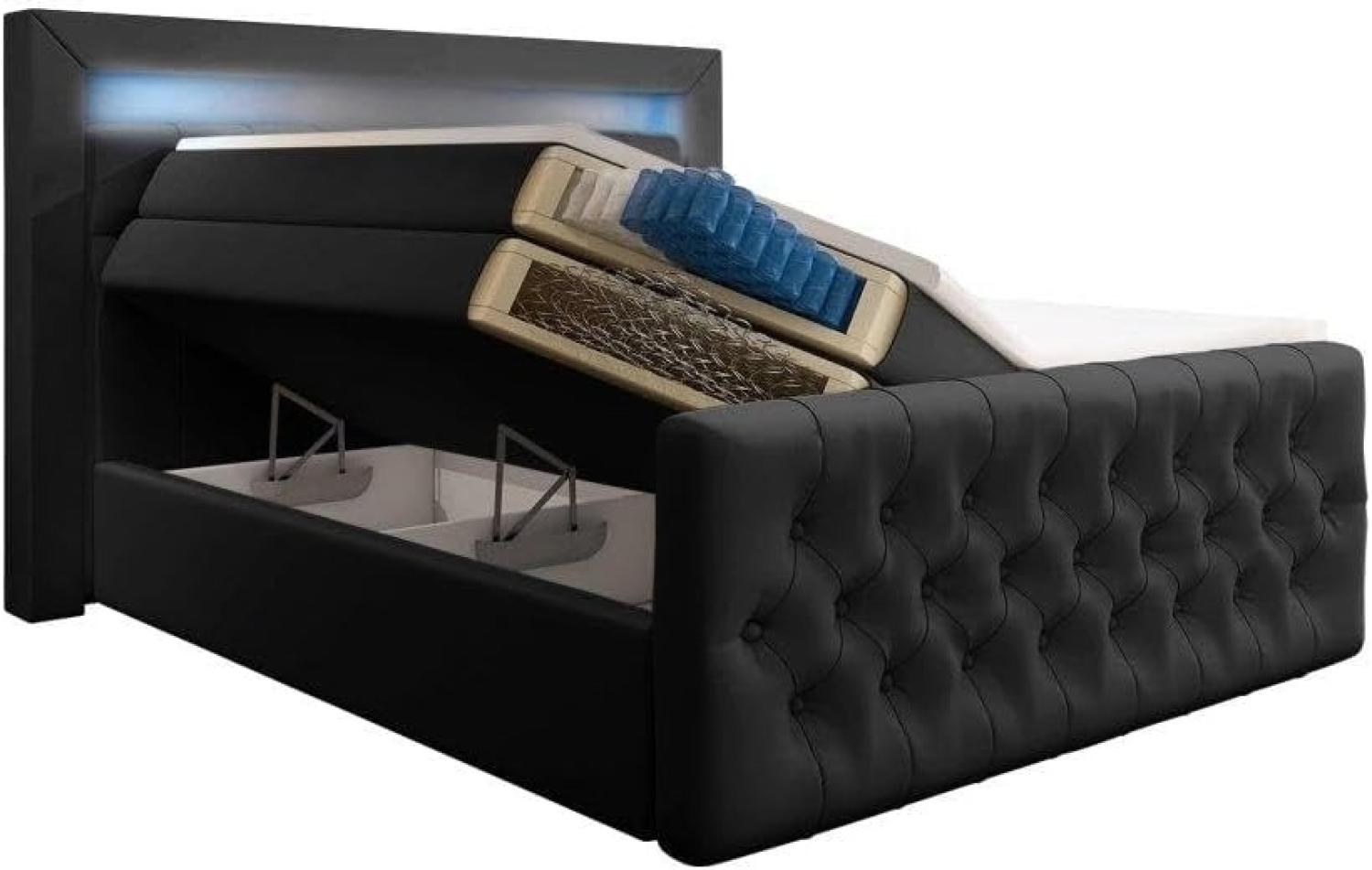 Boxspringbett Sonno mit LED, USB und Stauraum 180x200 H4 Schwarz Bild 1