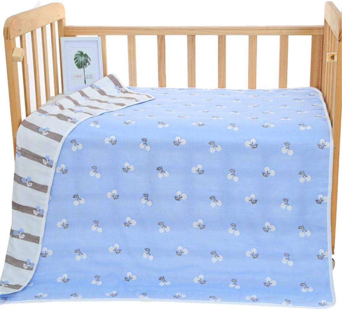 Hayisugar Babydecke Musselin Swaddle Pucktücher 6 Schichten Puckdecken 110x120 cm Kuscheldecke 100% Baumwolle | Erstlingsdecke, Pucktuch Kinderdecke für Mädchen Junge, Blau Kirsche Bild 1