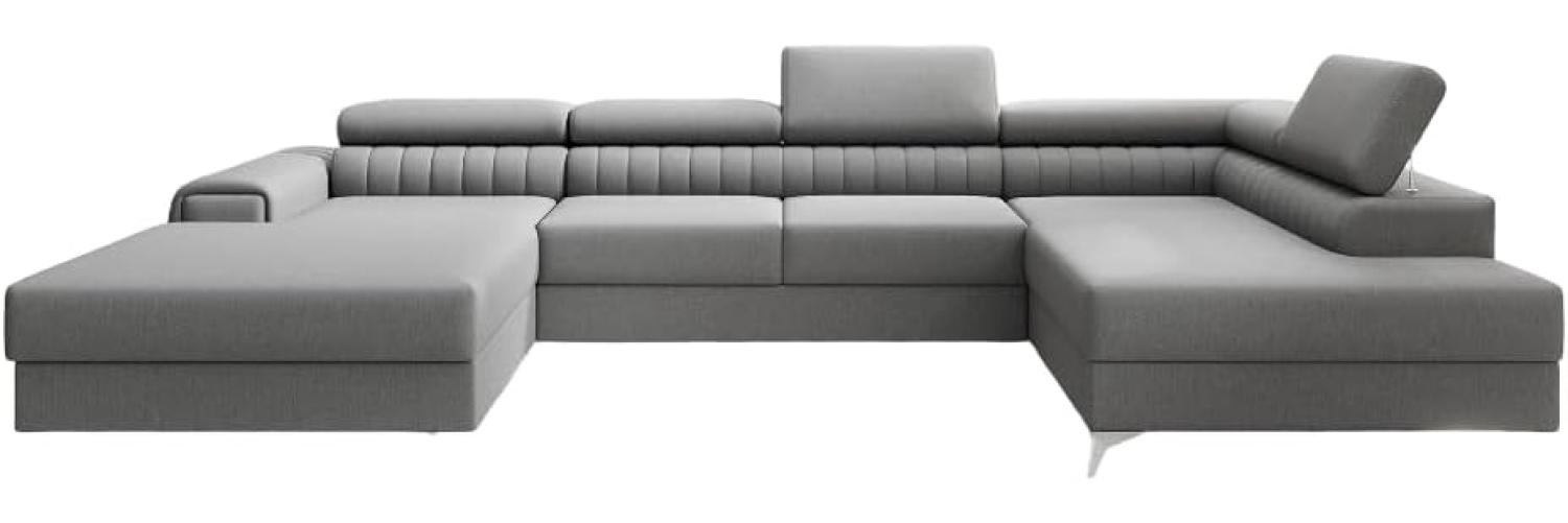 Designer Sofa Collina mit Schlaf- und Klappfunktion Stoff Grau Rechts Bild 1