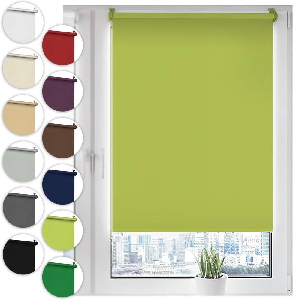 Verdunkelungsrollo Klemmfix ohne Bohren 95x210 cm Olivgrün Verdunklungsrollo Fensterrollo Rollo Seitenzugrollo Klemmrollo für Fenster & Tür Bild 1